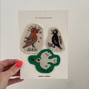 Mini Rodini Bird Patches - Orange, Black, Green